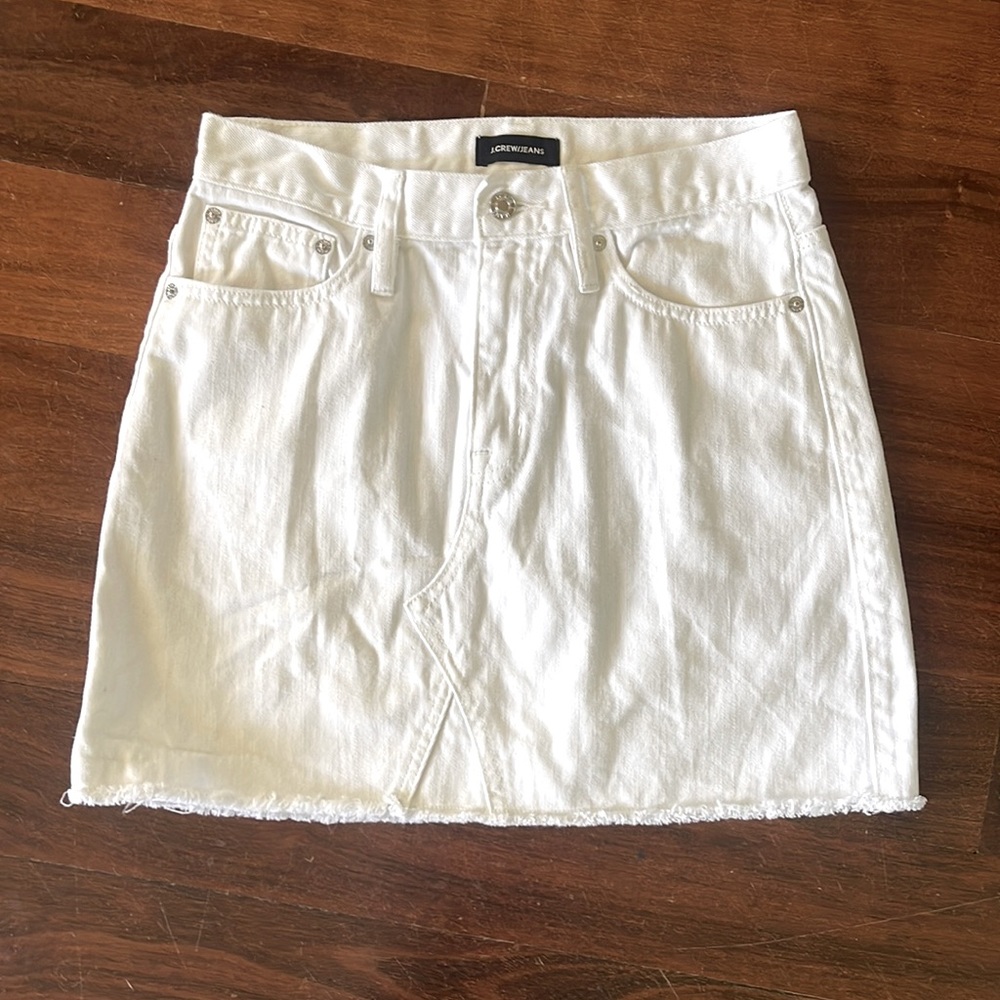 Jcrew white denim skirt